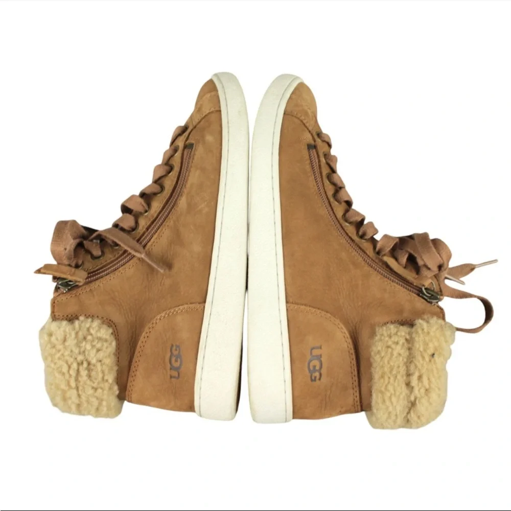 UGG Brown Leather High Top Lace Up Zipper Boots 1019716 Womens SIze US 9.5